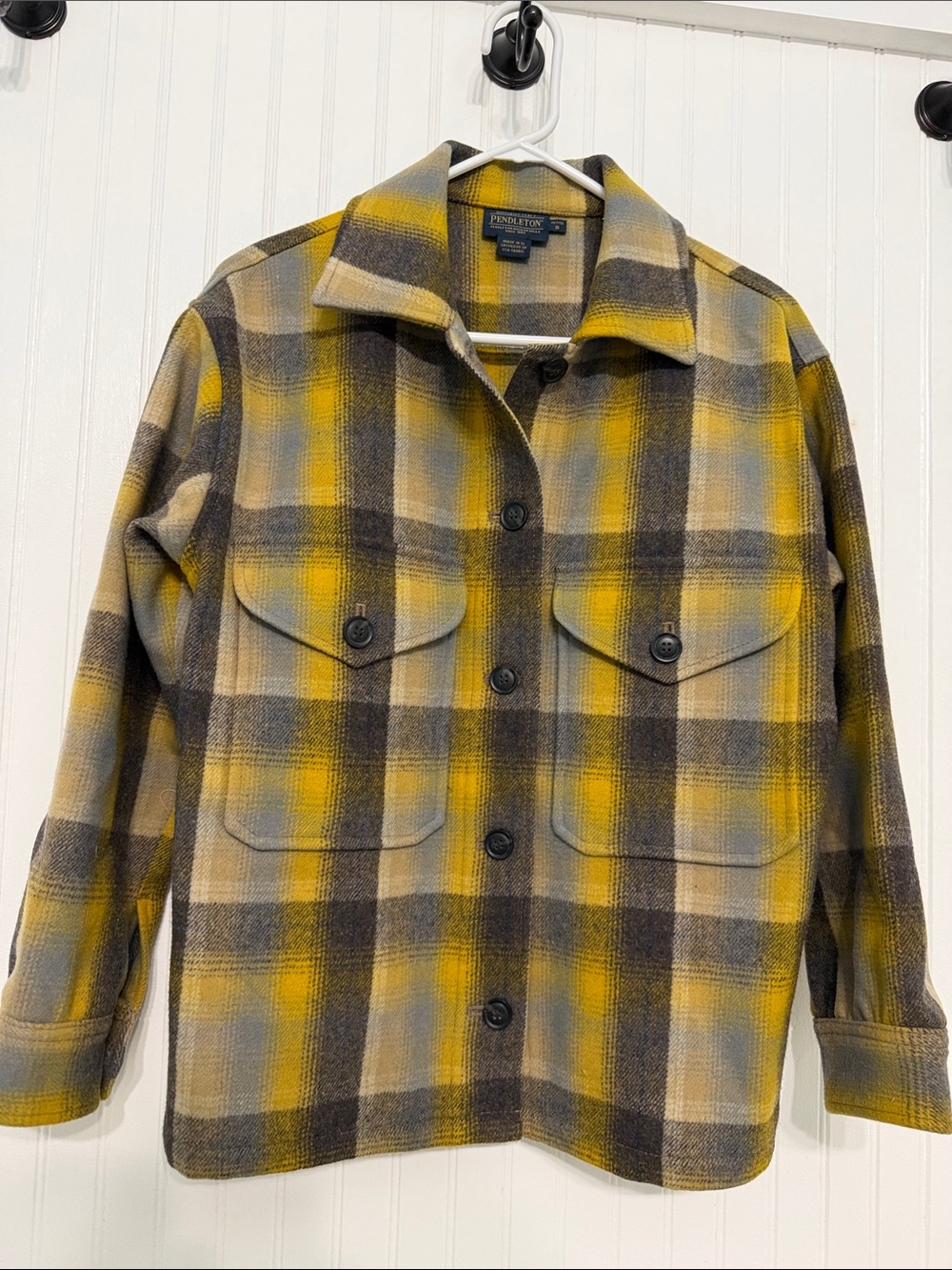 Pendleton petite S Wms Dylan Jacket Wool Plaid Pockets Button Front LikeNew - Picture 2 of 7